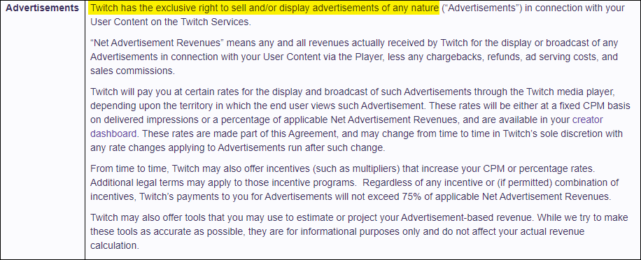 Twitch can display any ad they want to on your channel without your input.