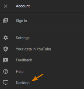 Enable Desktop Mode to utilize dark mode on YouTube.