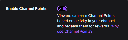 Enable Channel points Checkmark