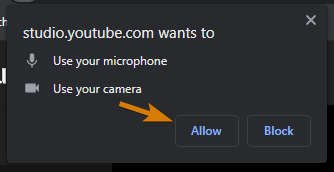 allow youtube to use webcam and microphone