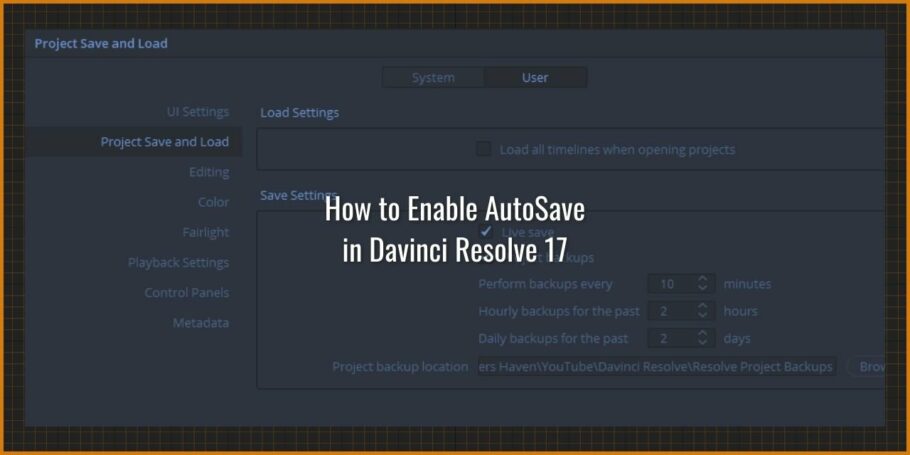 How to Enable AutoSave in Davinci Resolve 17