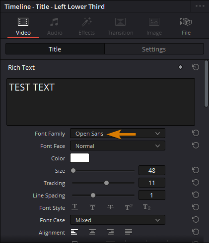 Selecting Font in the font configuration window.