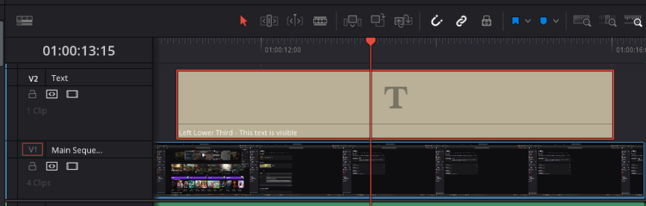 Text in the timeline editor