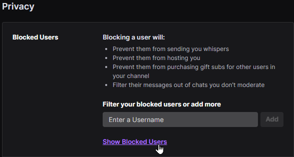 Block List on Twitch