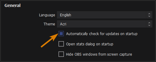 Toggle automatic updates for OBS