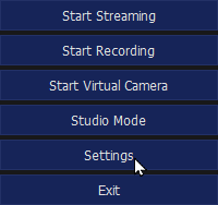 OBS Studio Settings button