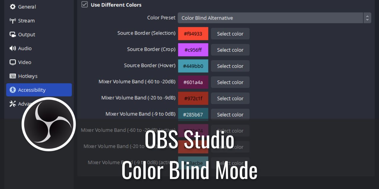 OBS Studio Color Blind Mode