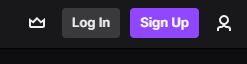 The Twitch Sign up and Log in Buttons