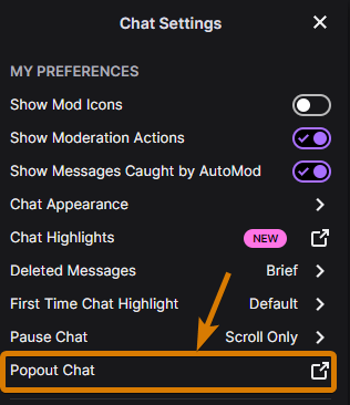 Twitch Popout Chat Feature