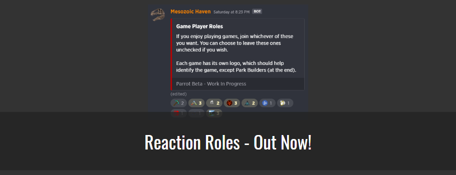Reaction Roles - Out Now!
