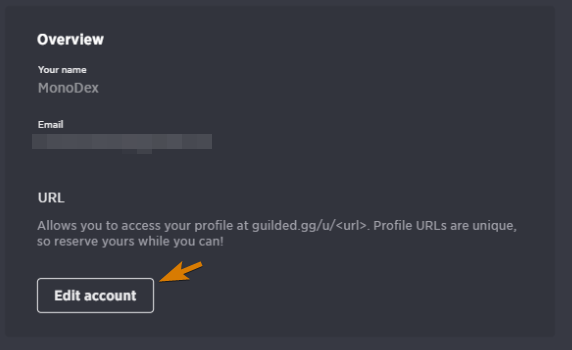 Edit Account Button in the Guilded Interface
